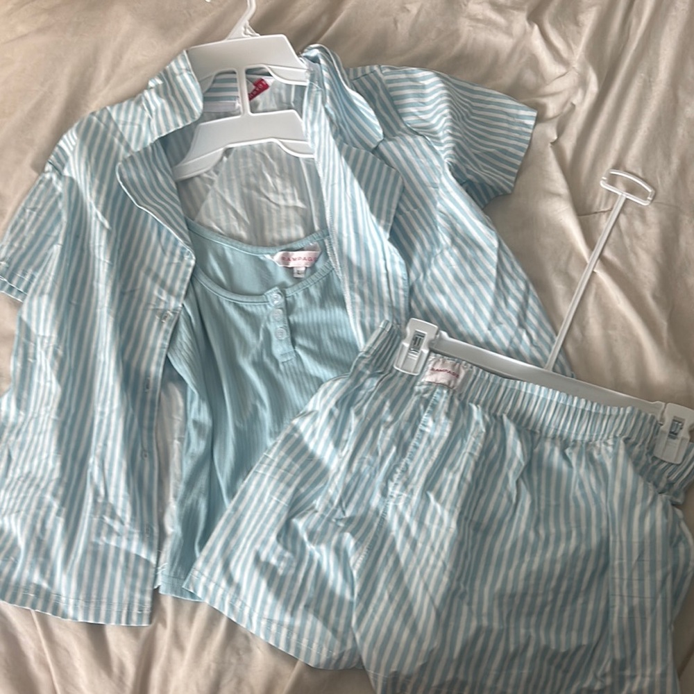 Rampage Blue and White Striped Pajama Set